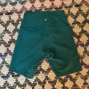 Size 8 lululemon teal biker shorts